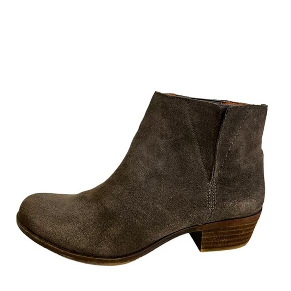 Lucky Brand Ankle Booties Benissa Suede Leather Slip On Boots Size 7.5 Comfort - Picture 3 of 15